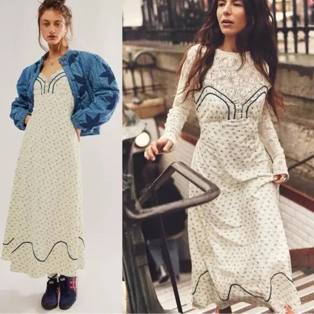 NEW! Free People Sweet Hearts Midi Dress | Ivory | XS |